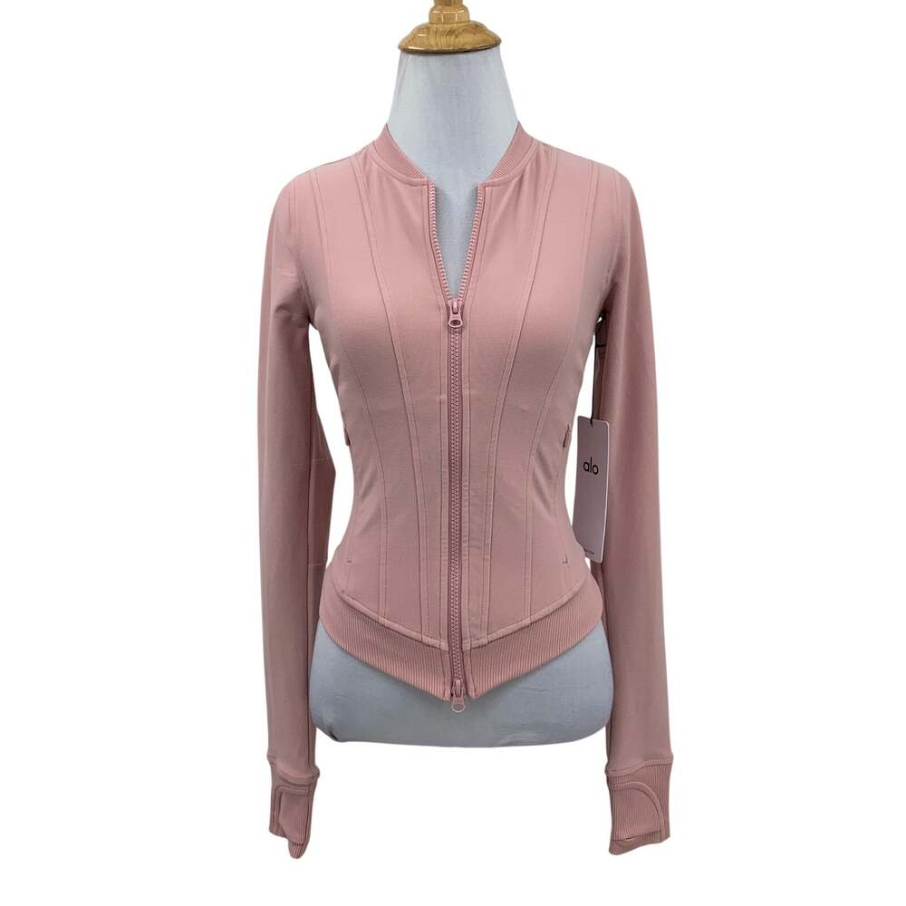 Alo Yoga Jacket Women Extra Small Dusty Pink Alosoft Recharge FullZip Thumbholes